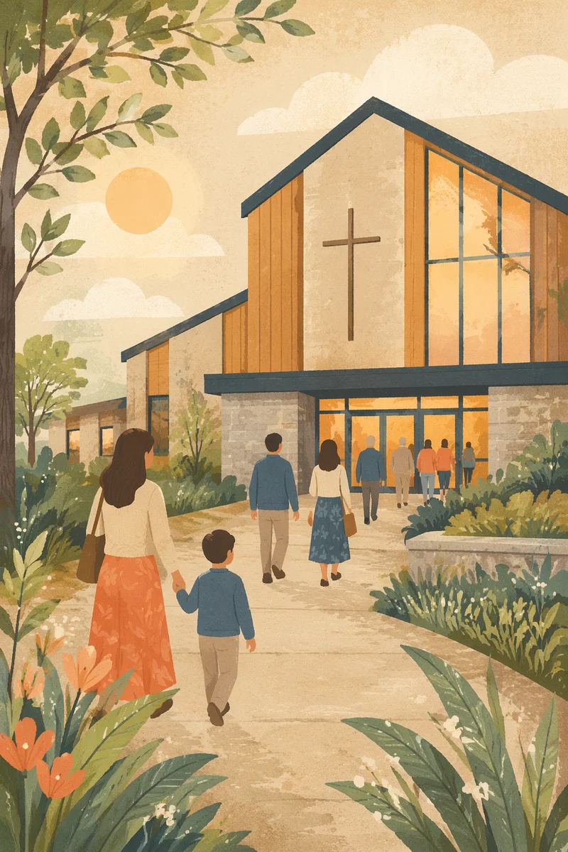 Modern Church Exterior in Morning Light