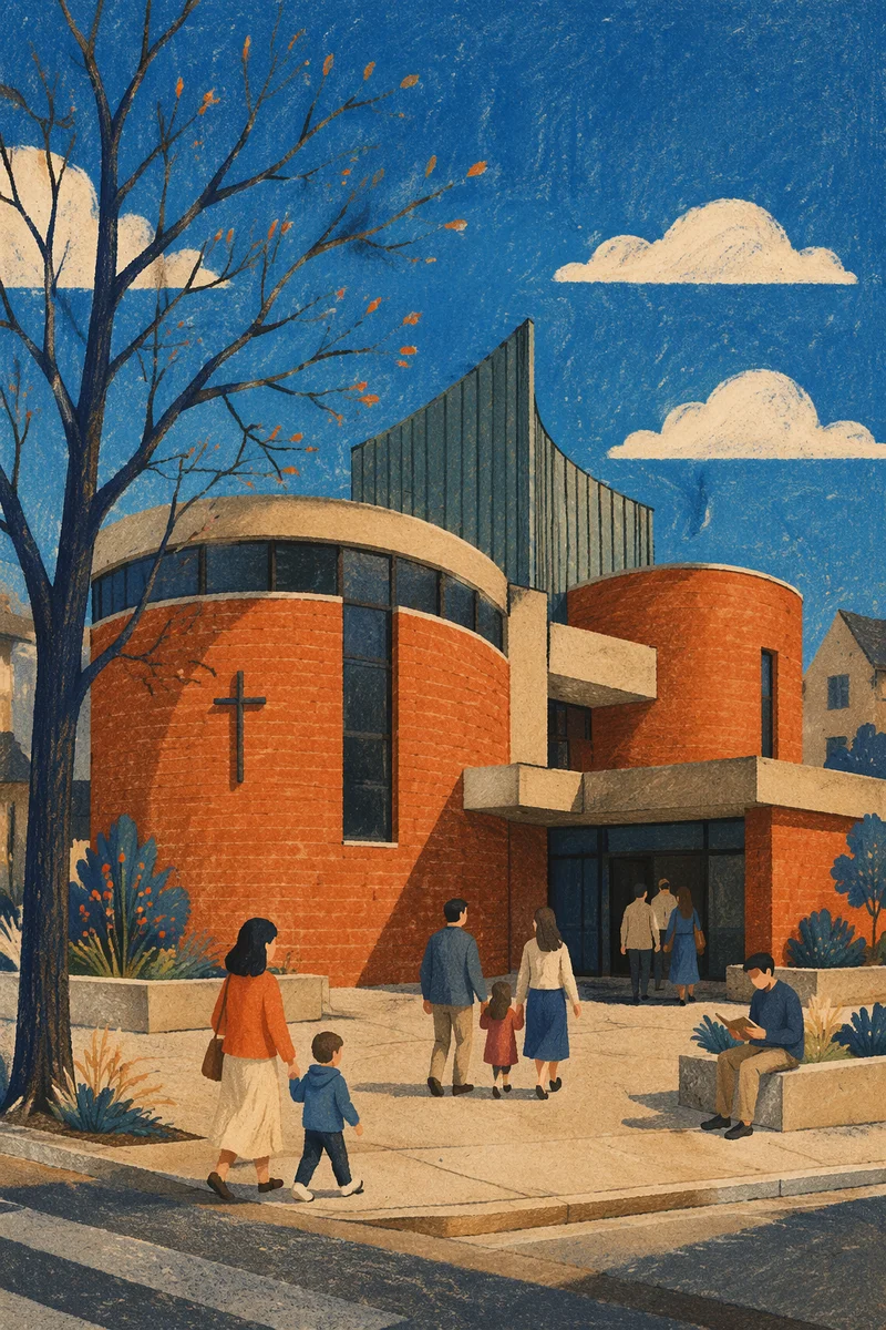 Modern Red Brick Church Exterior