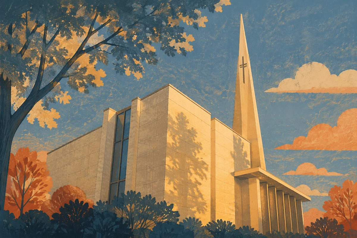 Modern Church Exterior at Golden Hour