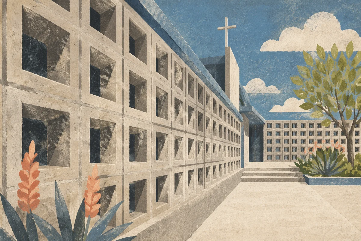 Modern Church Facade with Geometric Shadows