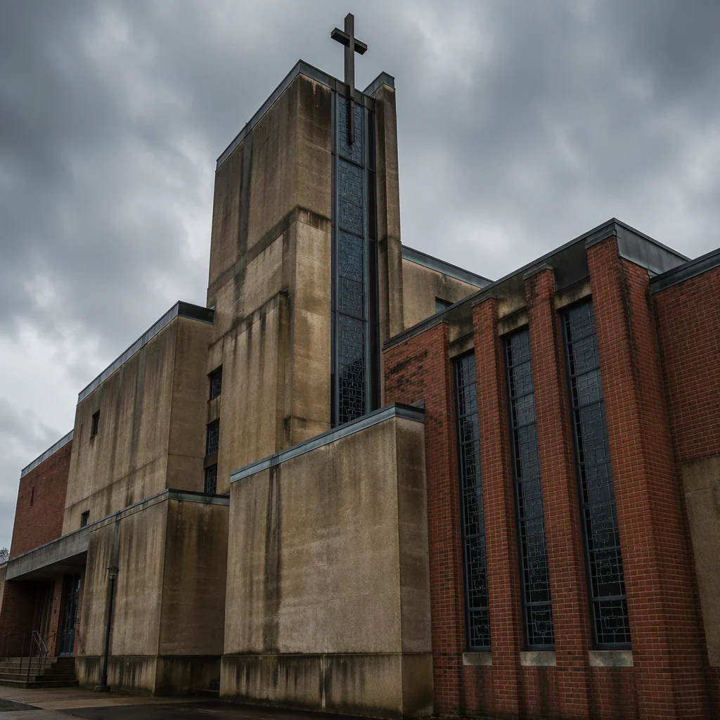 Modern Church Exterior Under Overcast Sky