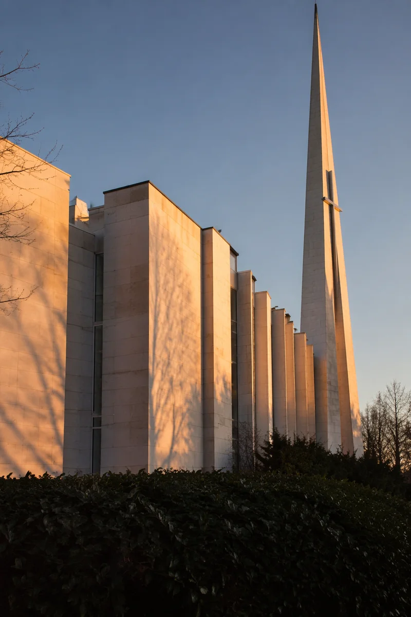 Modern Church Exterior at Golden Hour