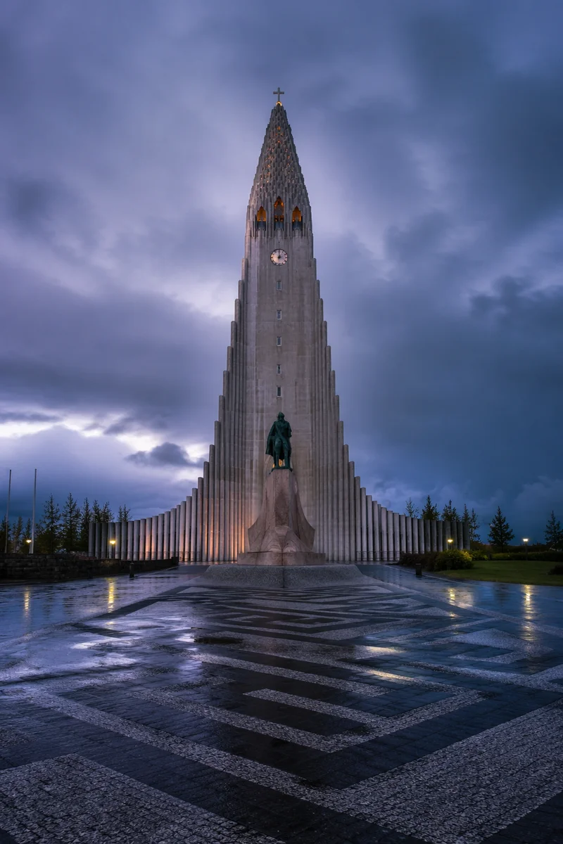 Modern Church Exterior at Blue Hour