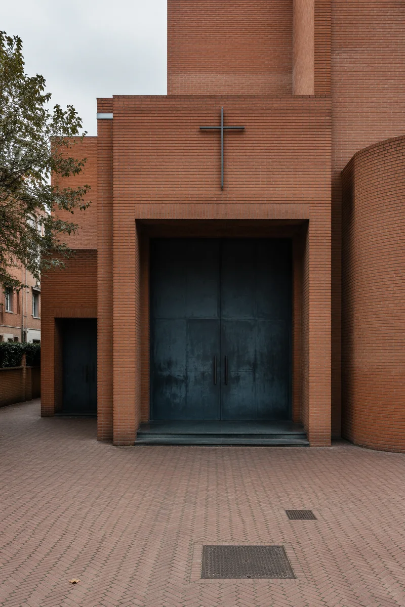 Modern Red Brick Church Exterior