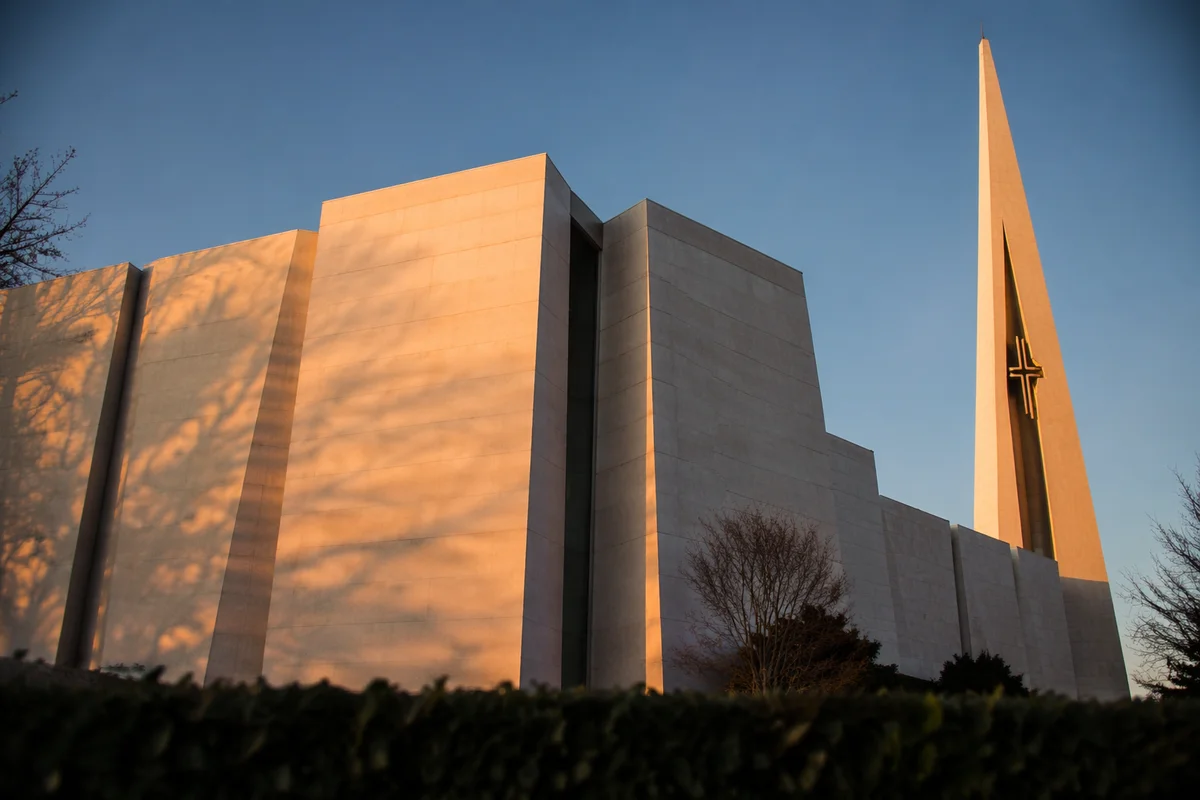 Modern Church Exterior at Golden Hour