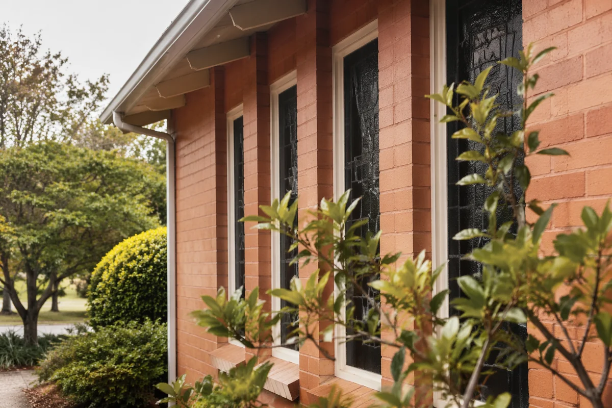Modern Church Exterior with Terracotta Brick