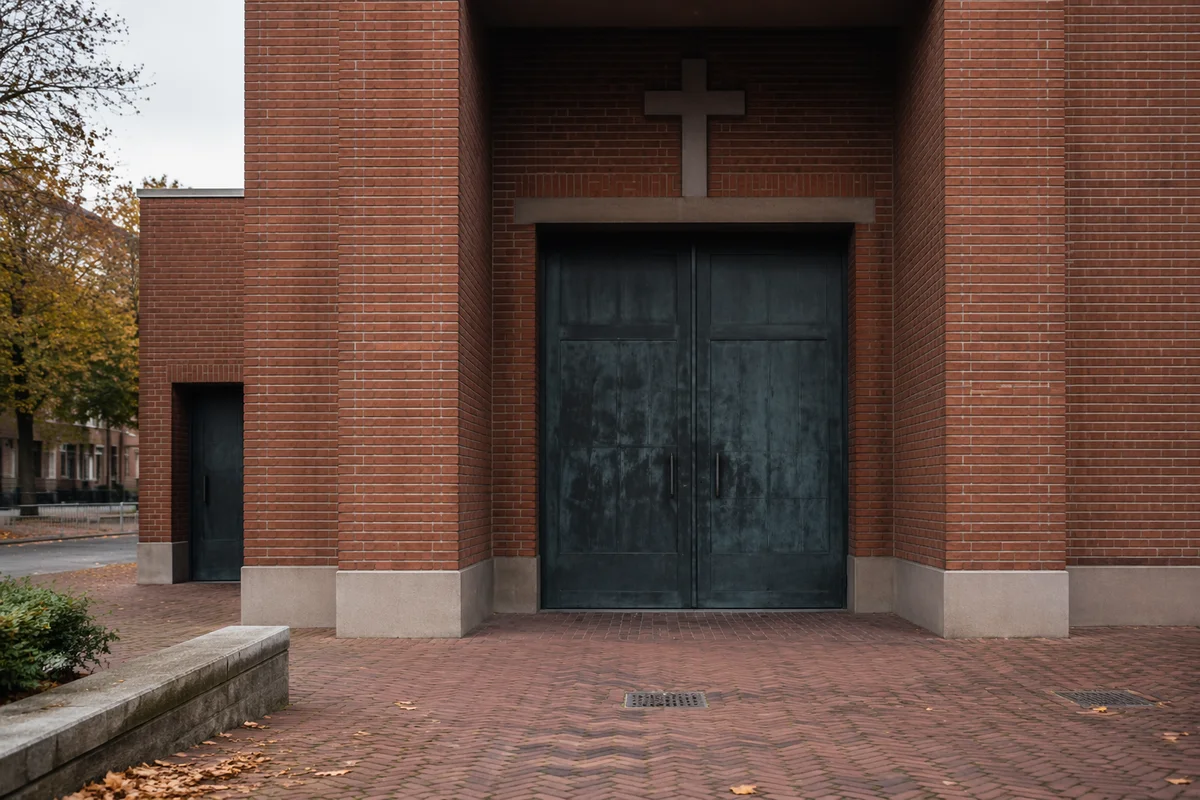 Modern Red Brick Church Exterior