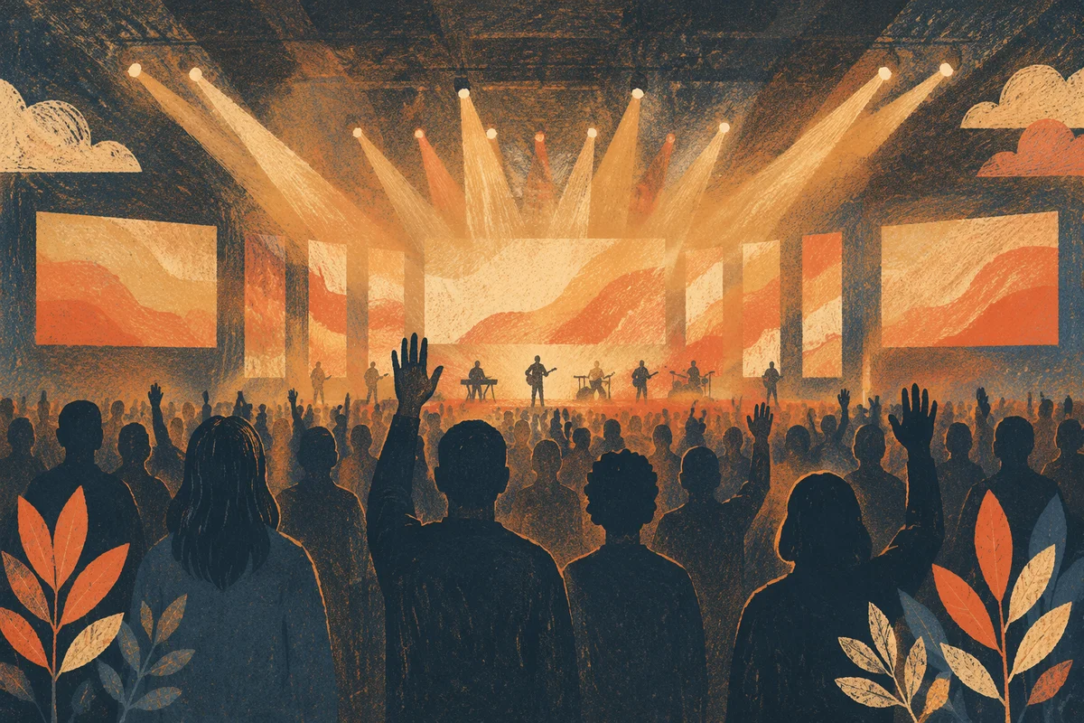 Modern Megachurch Worship Stage Lights Scene