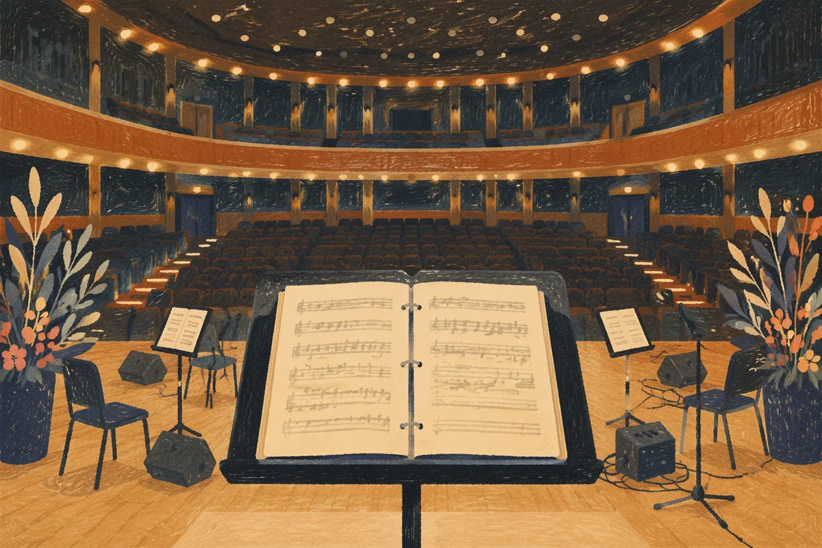 Quiet Megachurch Stage with Music Stand
