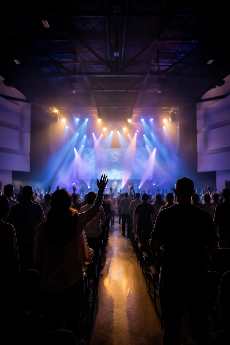 Contemporary Church Worship with Moving Stage Lights