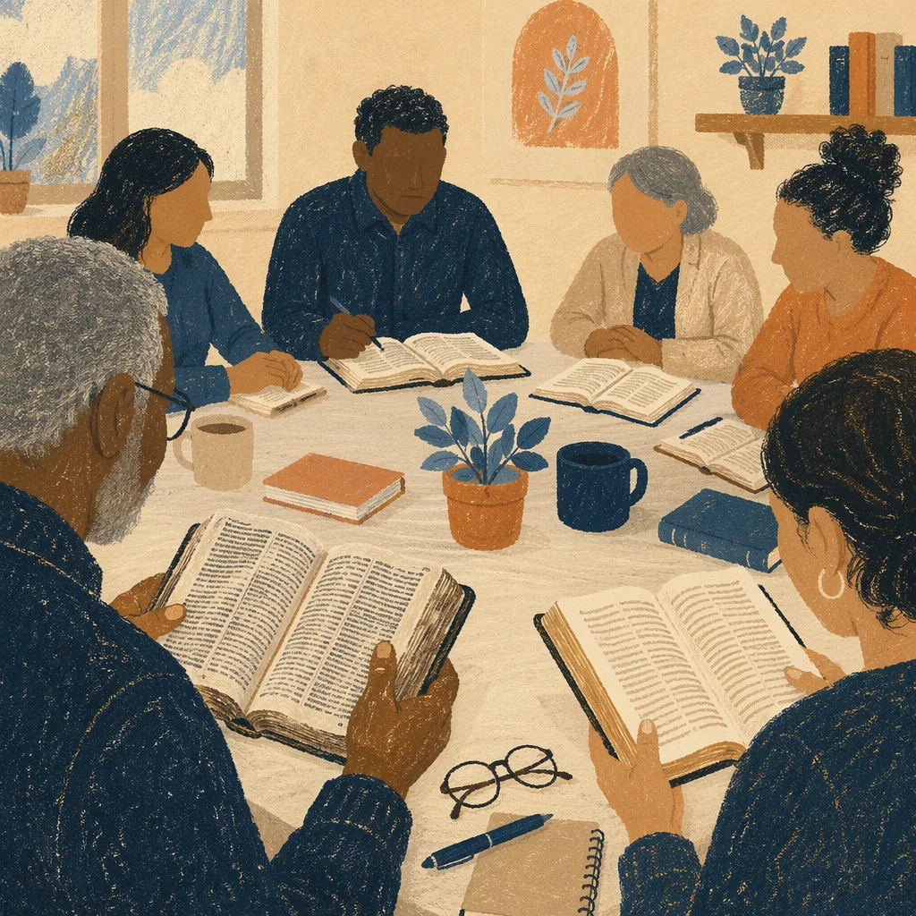 Multicultural Bible Study Around Round Table