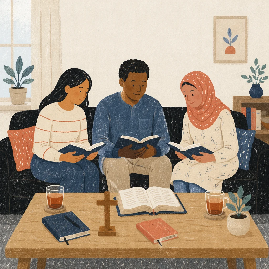 Multicultural Bible Study in Church Lounge