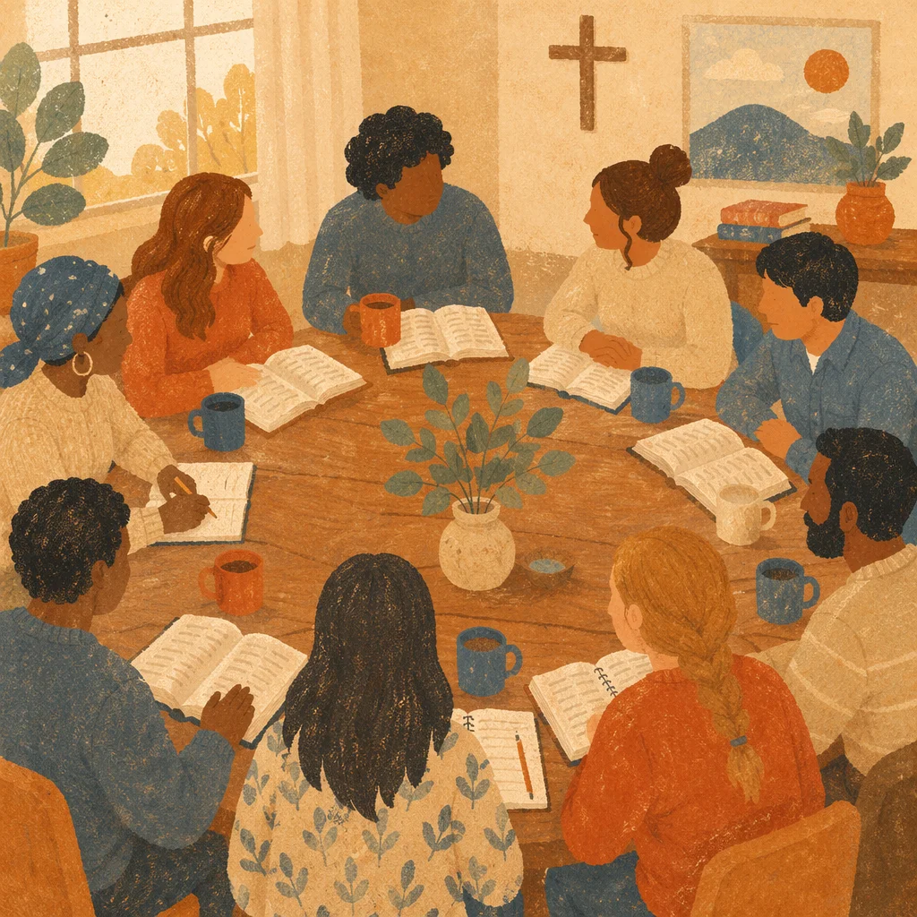 Multicultural Bible Study Around Warm Fellowship Table