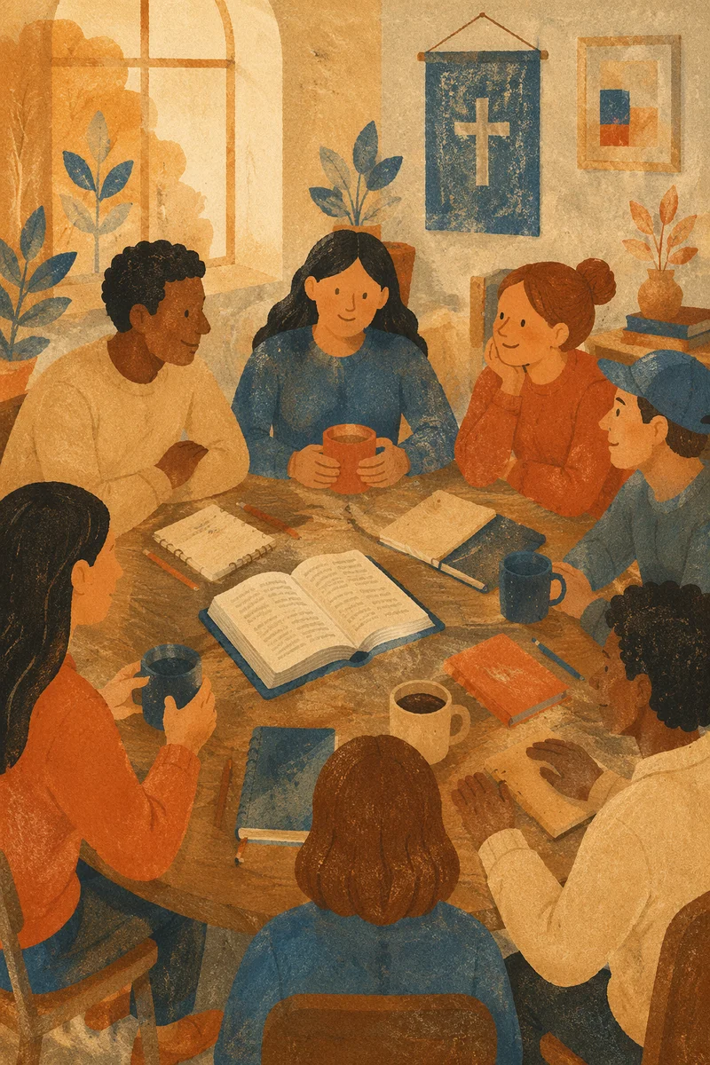 Multicultural Bible Study Around Fellowship Table