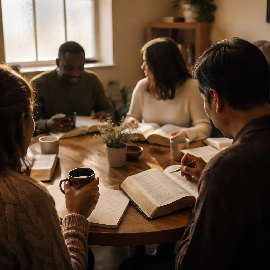 Multicultural Bible Study in Cozy Church Room