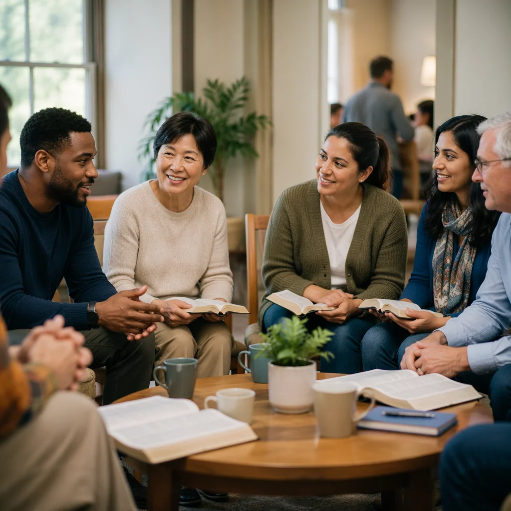 Multicultural Bible Study Group in Warm Fellowship