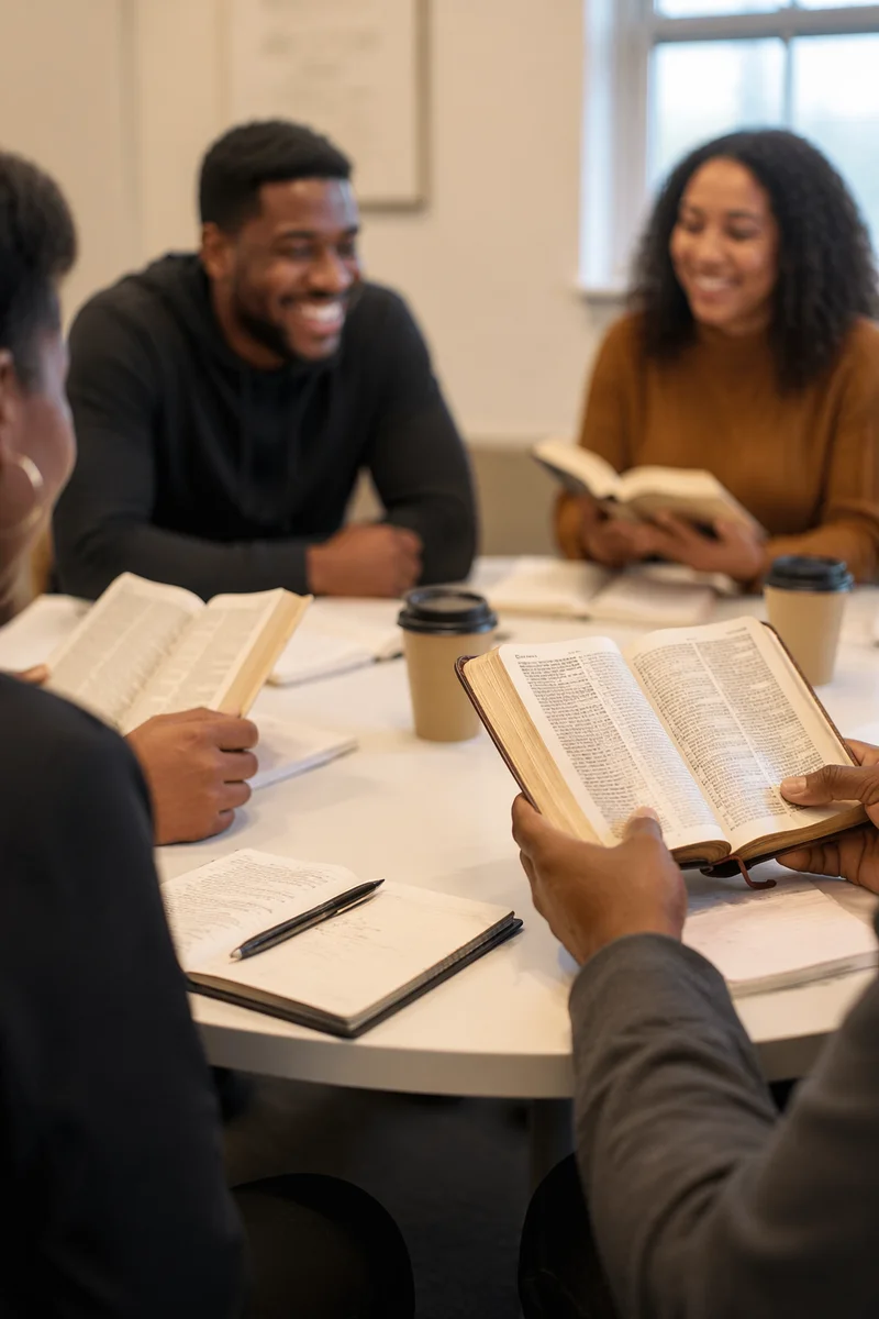 Multicultural Bible Study Around Church Table