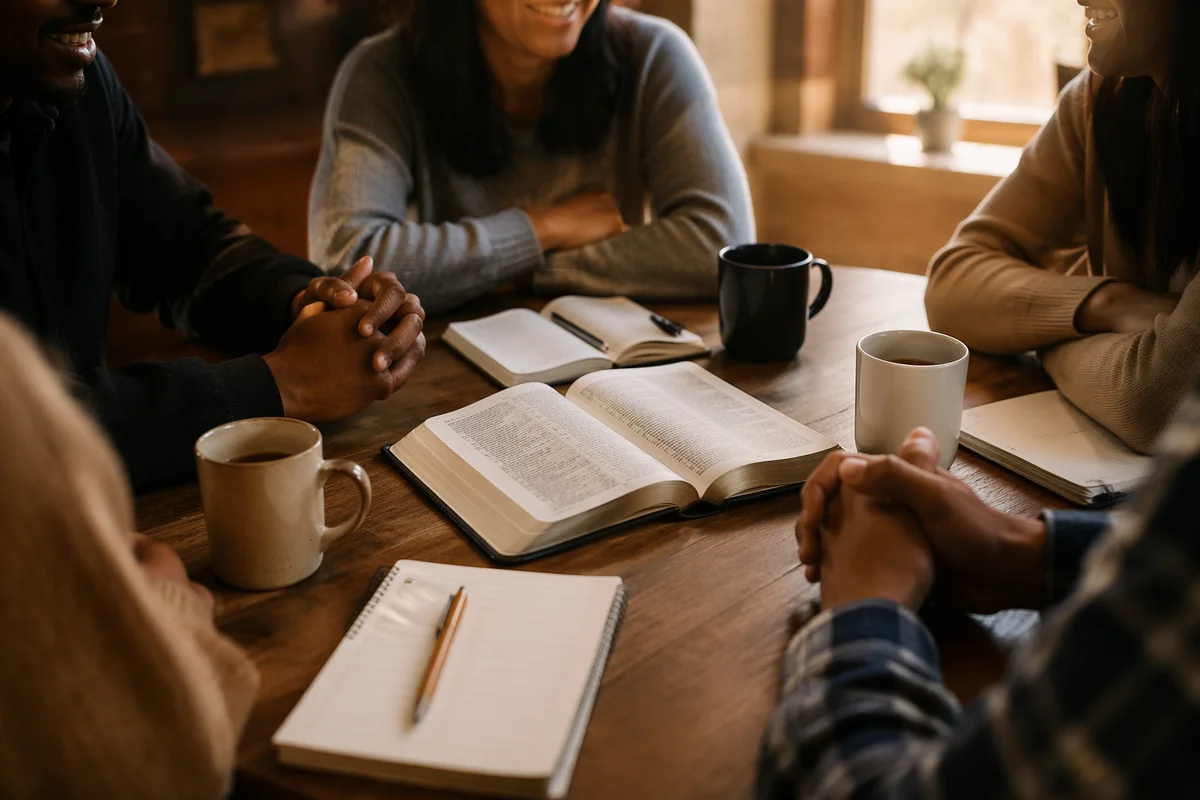 Multicultural Bible Study Around Fellowship Table