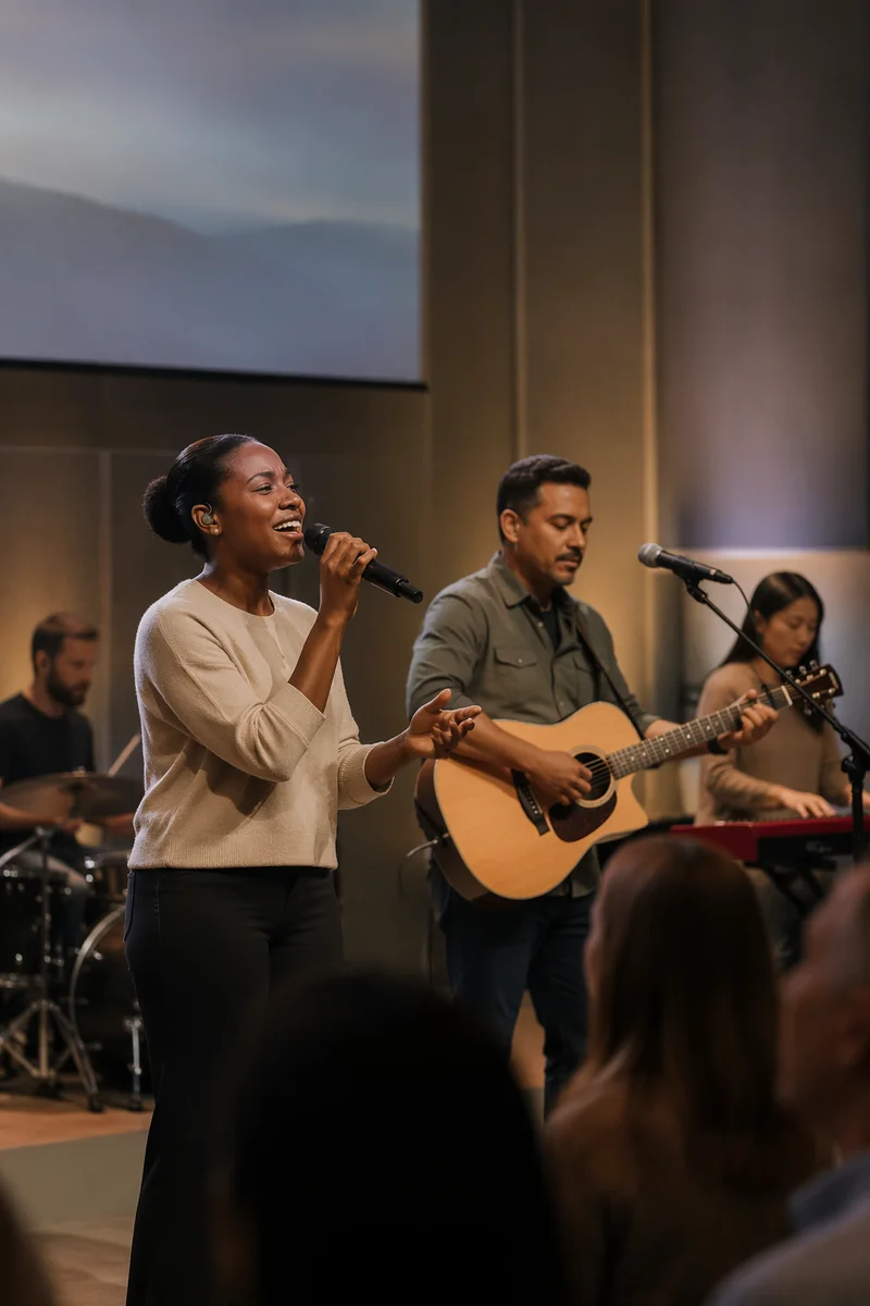 Diverse Worship Band on Church Stage