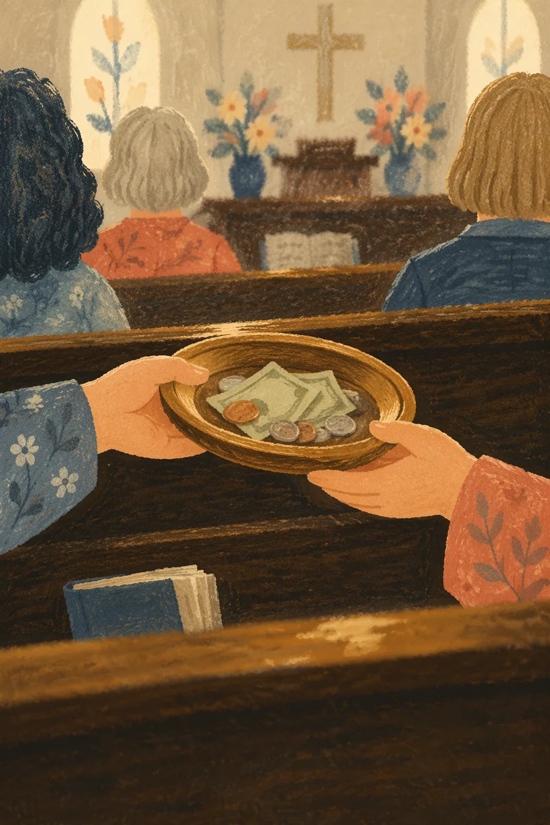 Offering Plate Passed in Chapel Pew