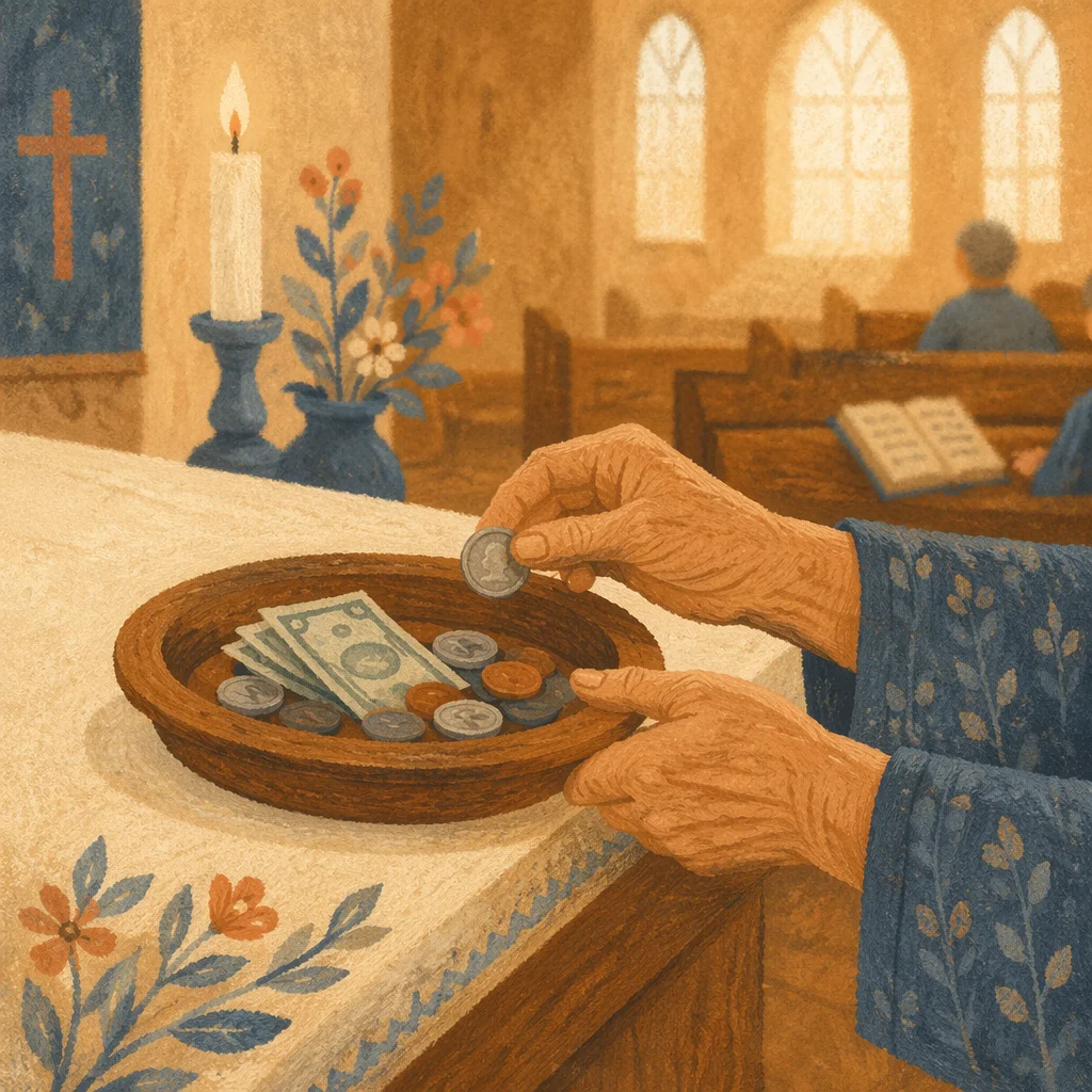 Offering Plate on Modest Church Altar