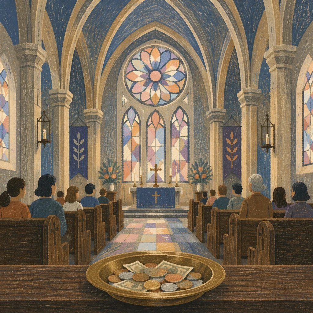 Offering Plate on Cathedral Altar Rail