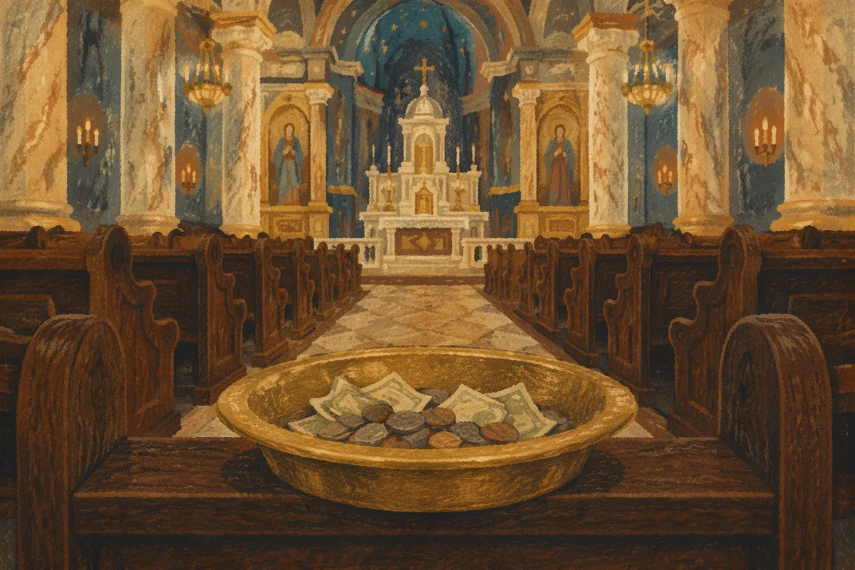 Offering Plate on Church Pew
