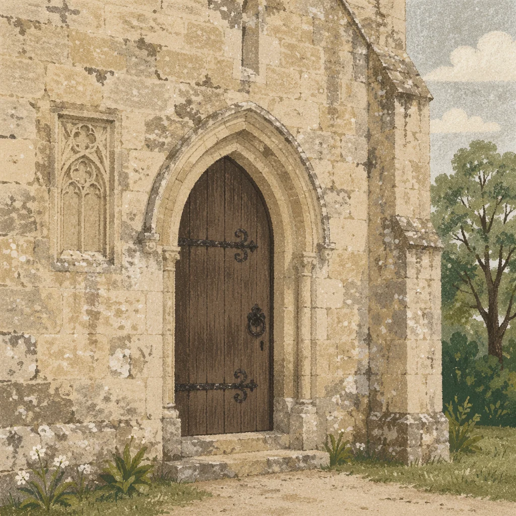 Old Arched Stone Church Doorway