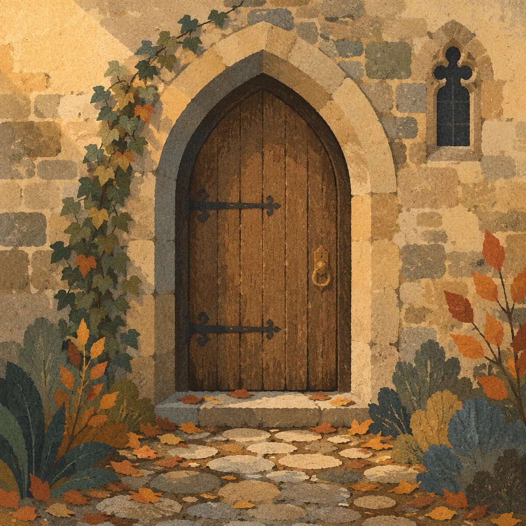 Old Arched Stone Church Door