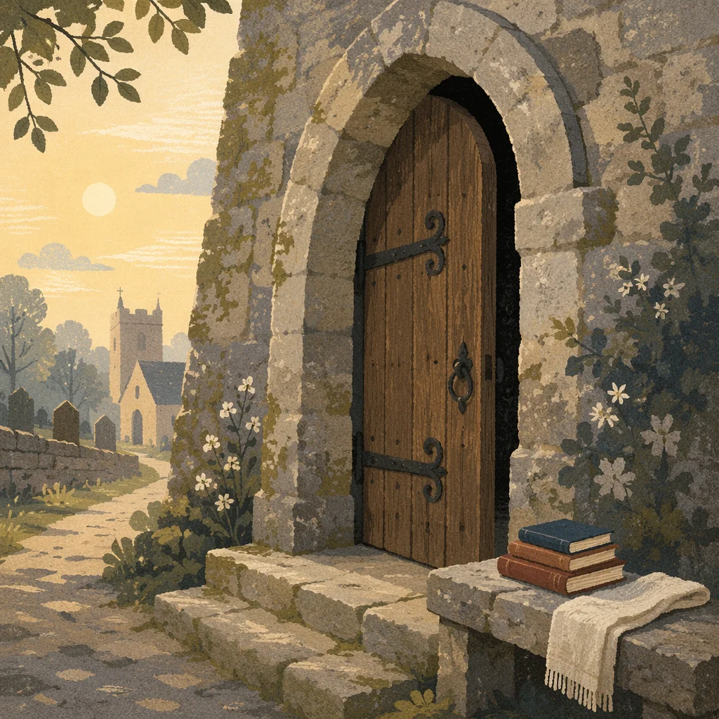 Old Arched Door of Stone Church