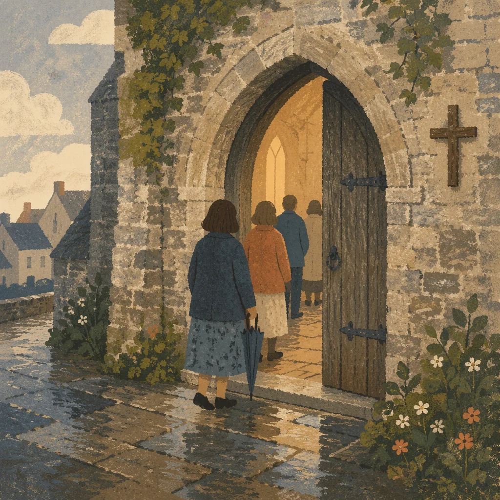 Old Arched Stone Church Doorway