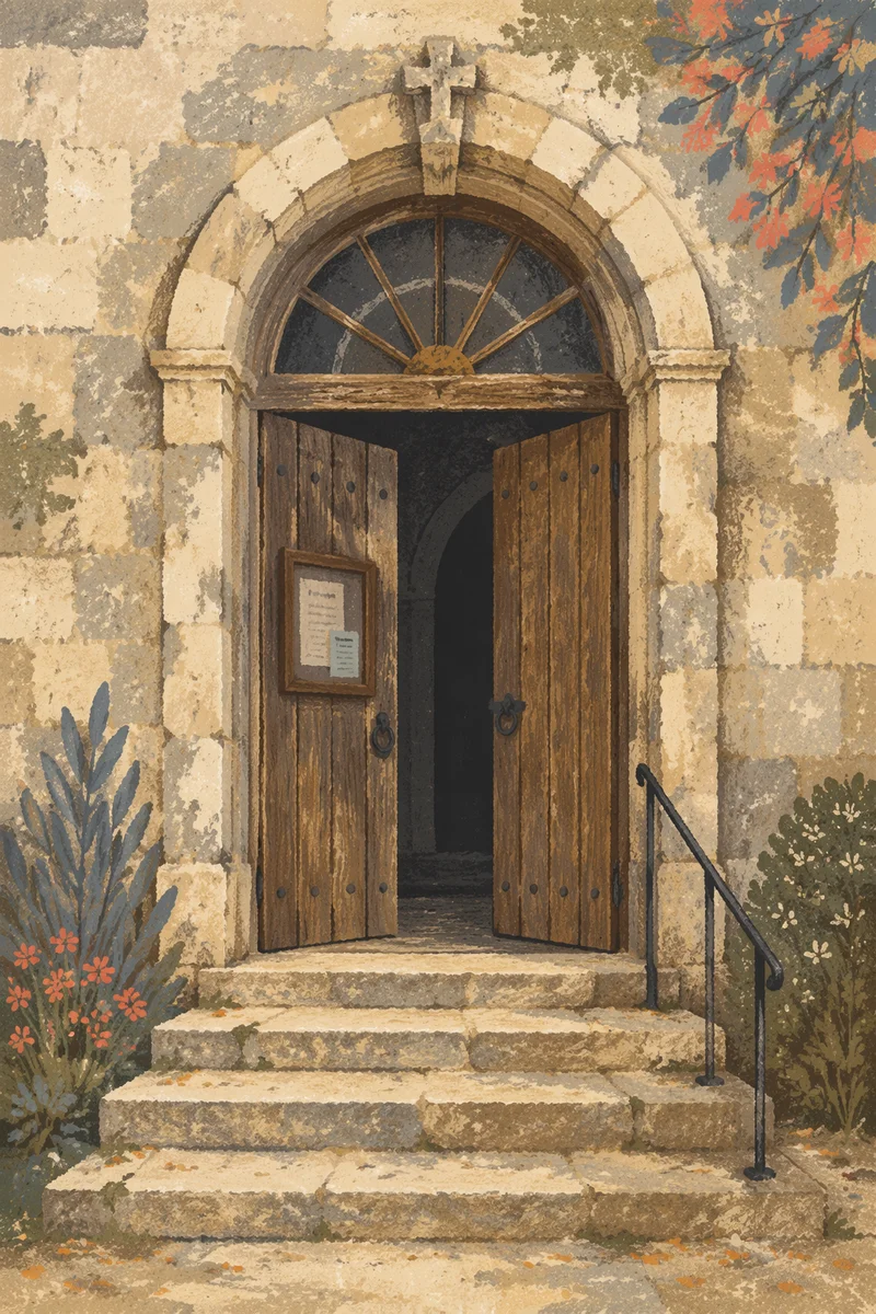 Old Arched Stone Church Doorway