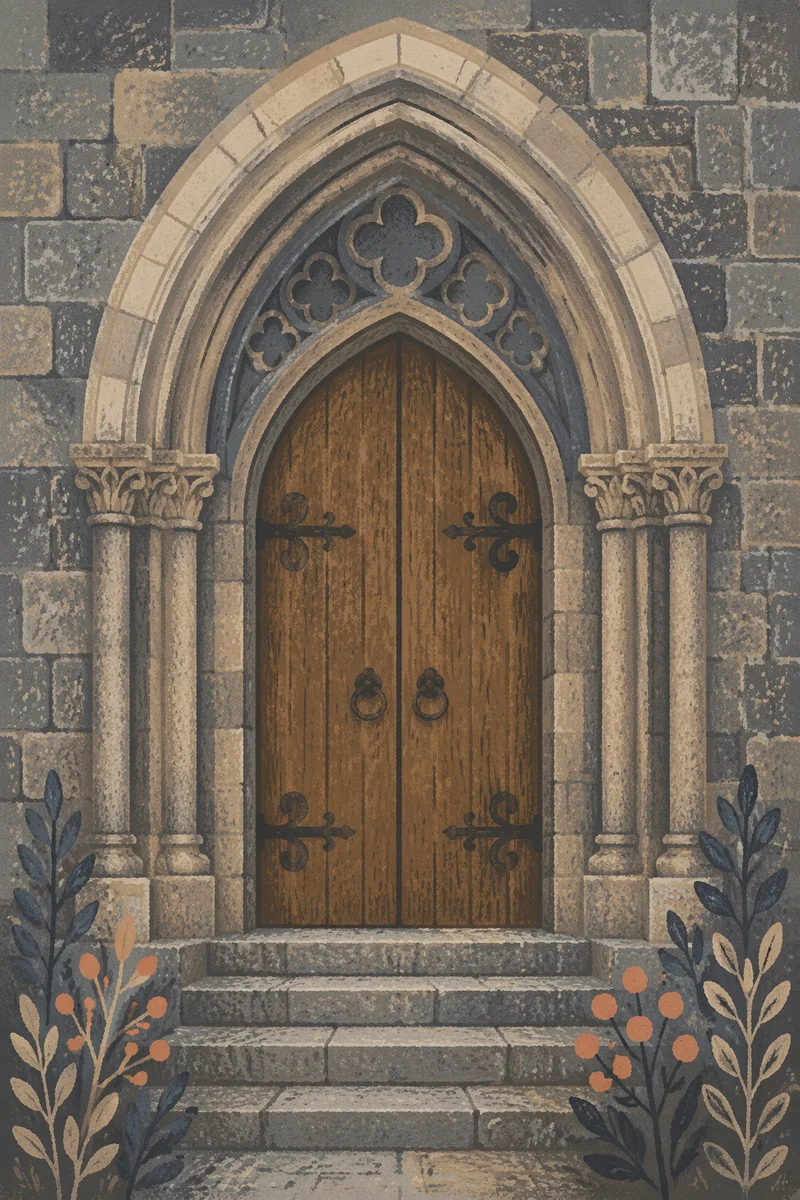 Old Arched Stone Church Doorway