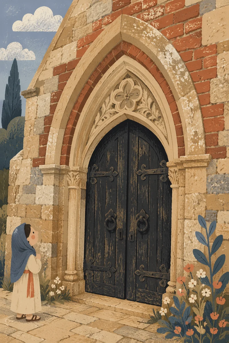 Old Arched Stone Church Doorway