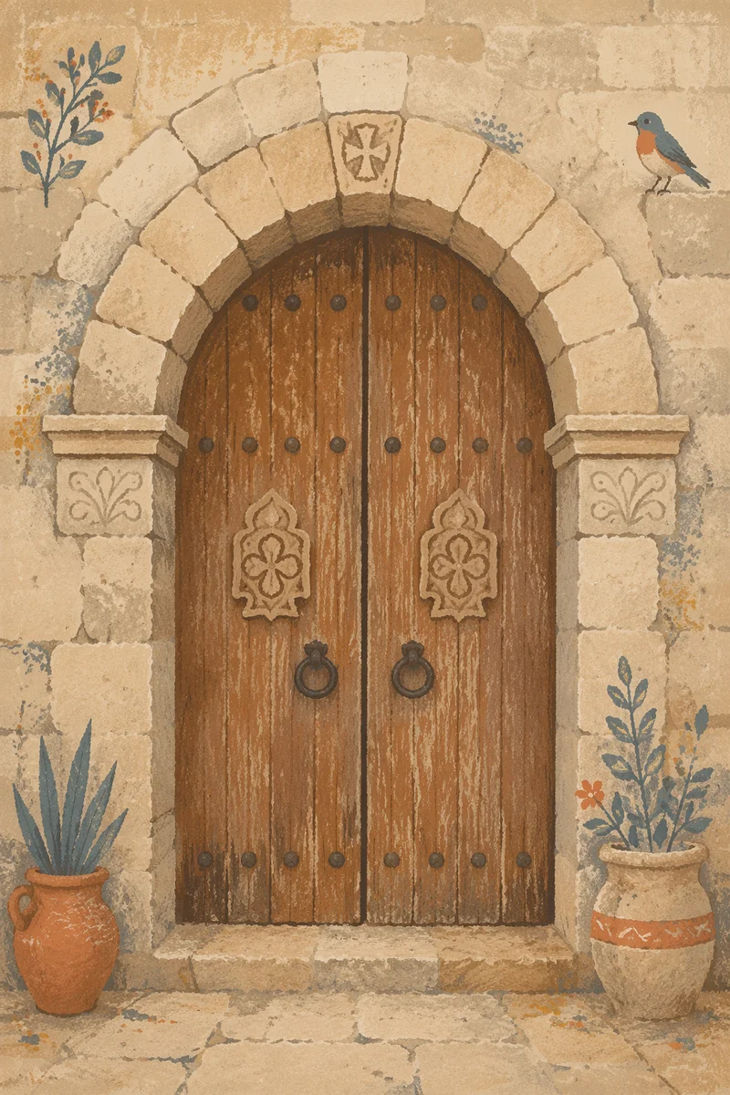 Historic Arched Stone Church Doorway