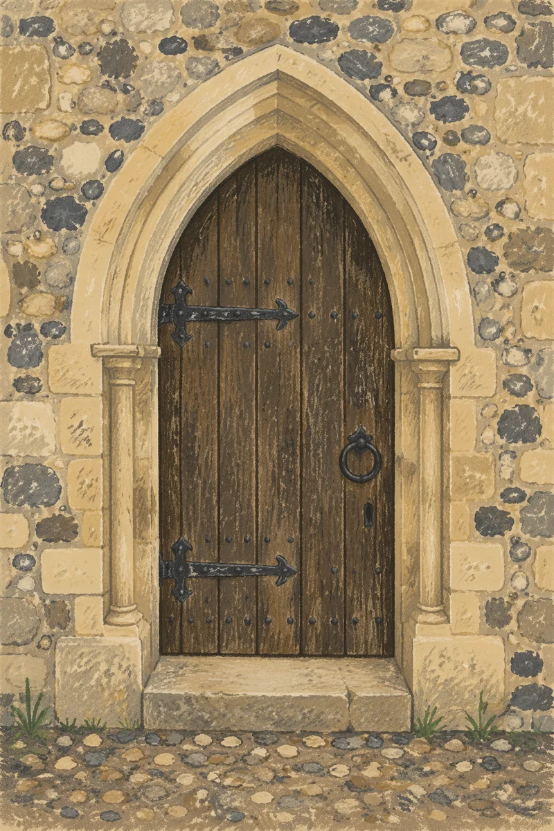 Old Arched Stone Church Doorway