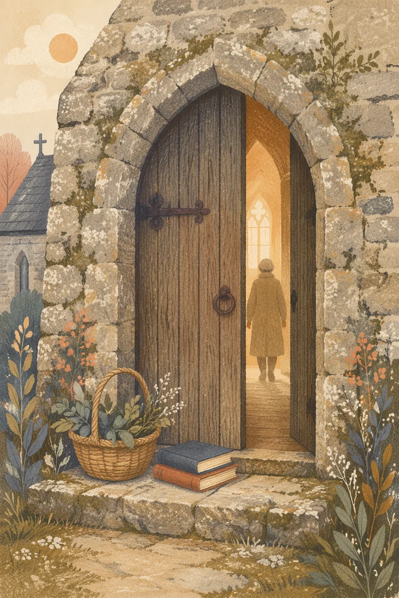 Old Arched Stone Church Doorway