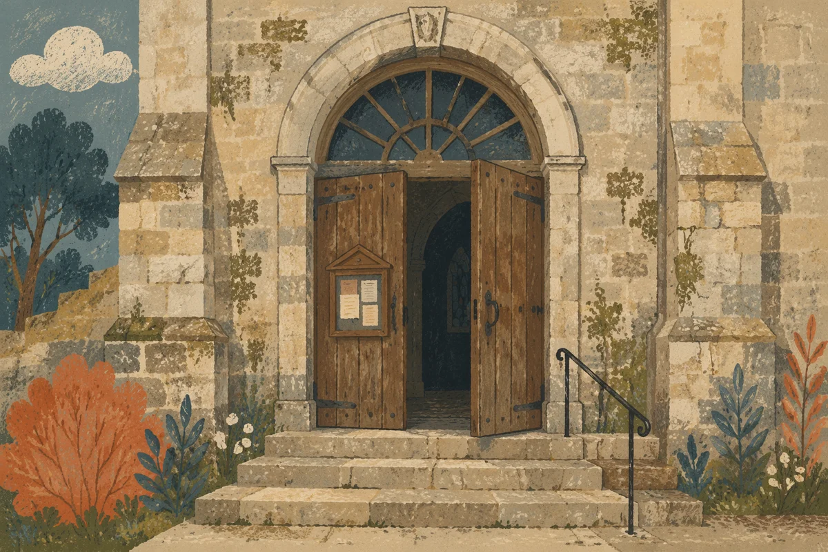 Old Arched Stone Church Doorway