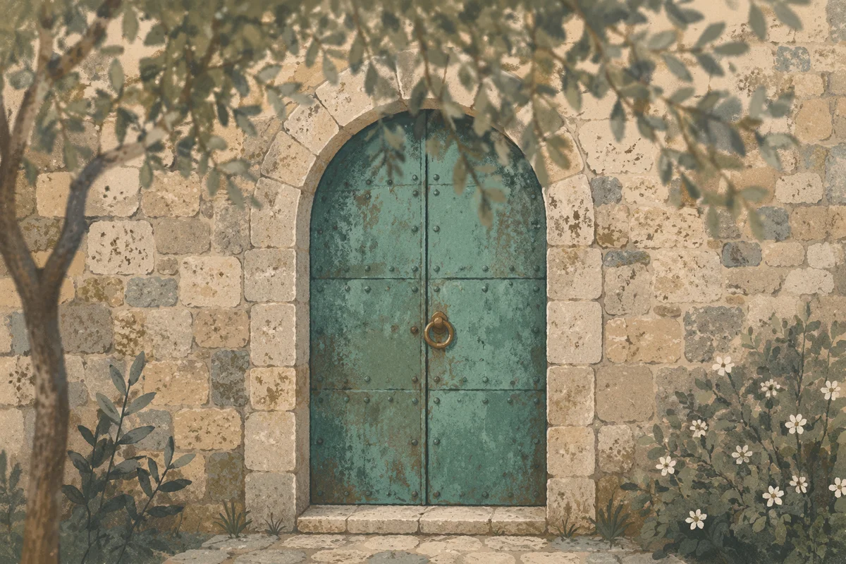 Old Arched Stone Church Door