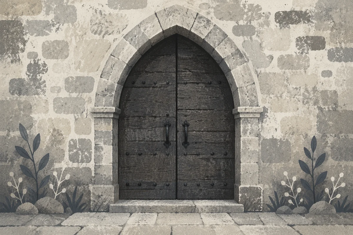 Old Arched Church Door in Stone