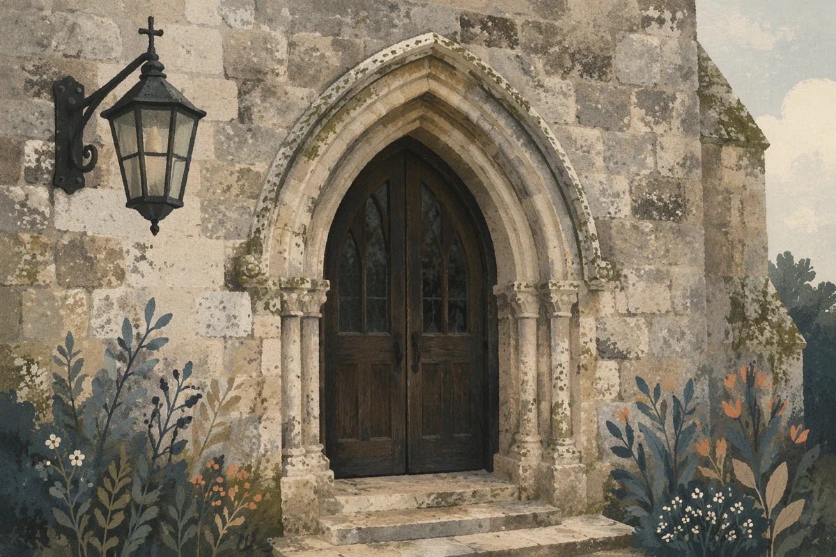 Historic Arched Stone Church Doorway