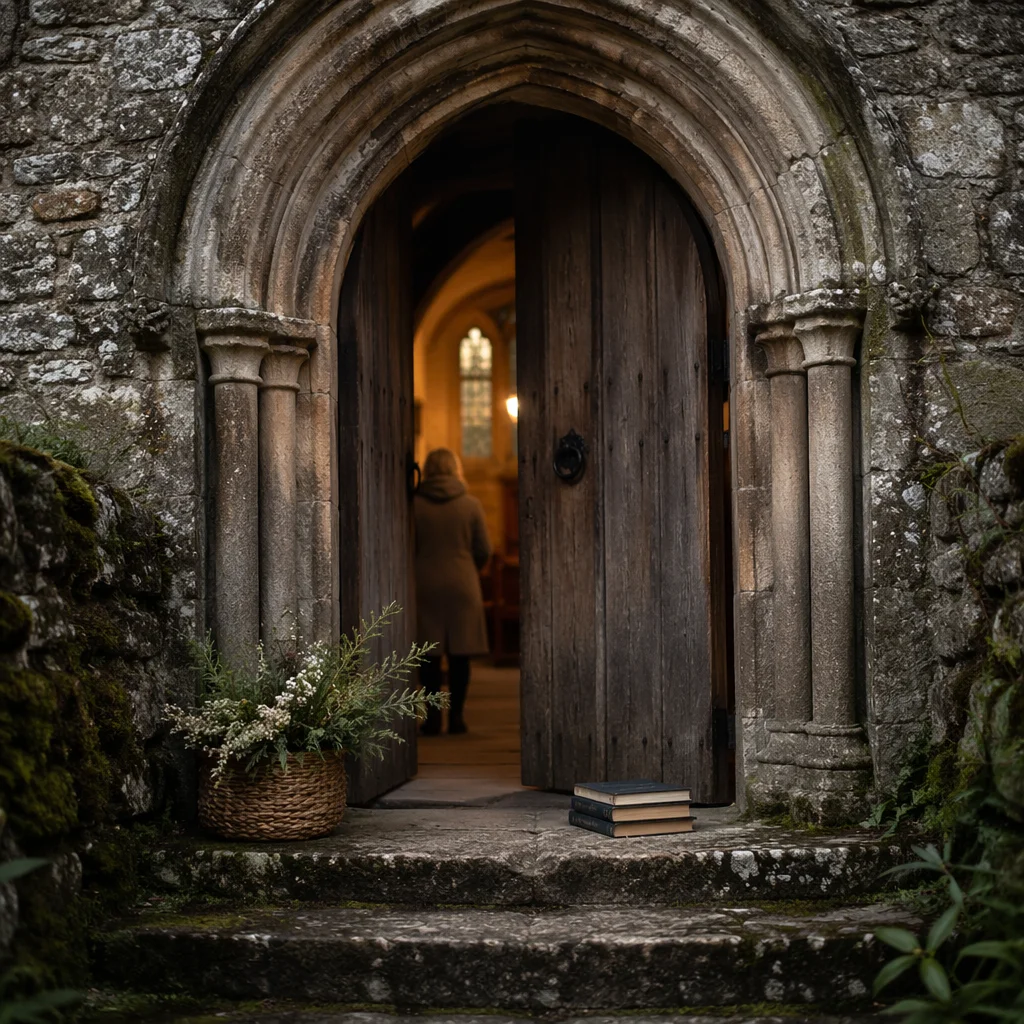 Old Arched Stone Church Doorway