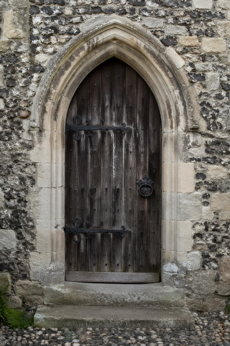 Old Arched Church Door in Stone