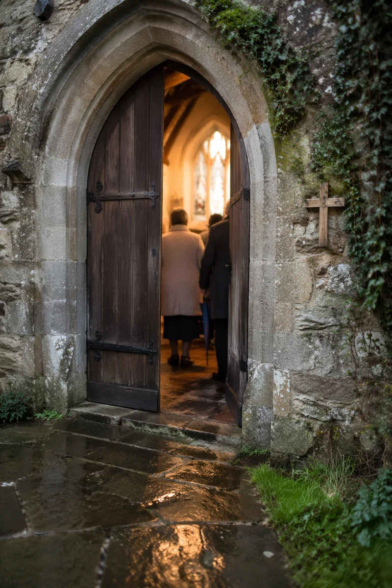 Old Arched Stone Church Doorway
