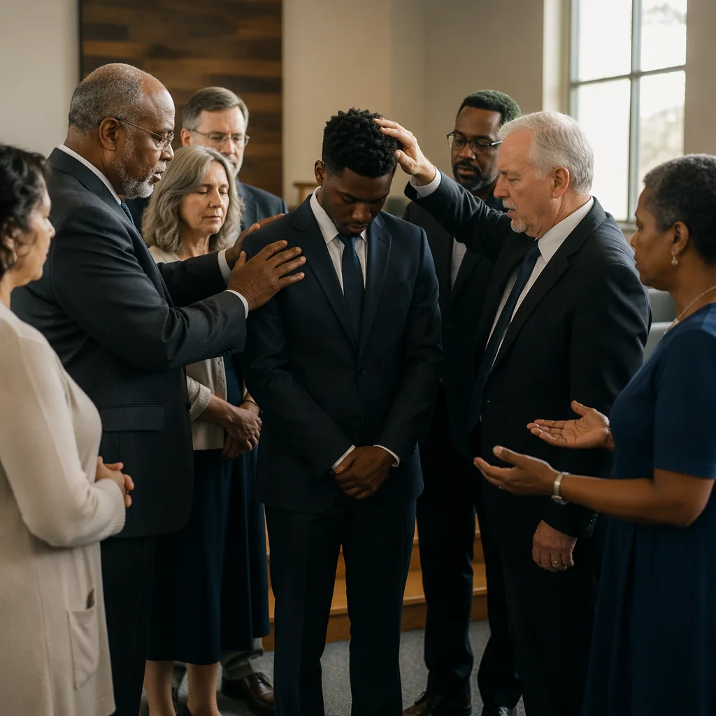 Pastors Praying Over Young Man
