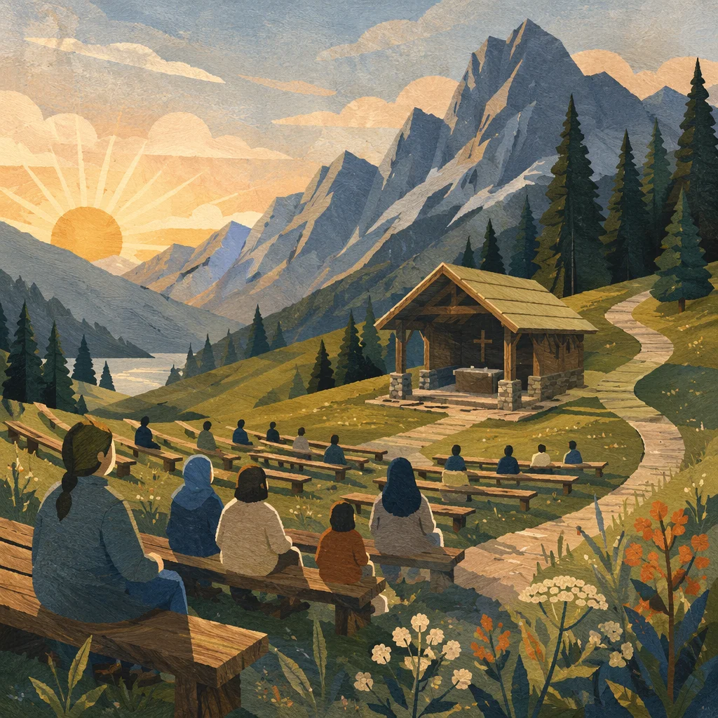 Hillside Outdoor Church Amphitheater at Sunrise