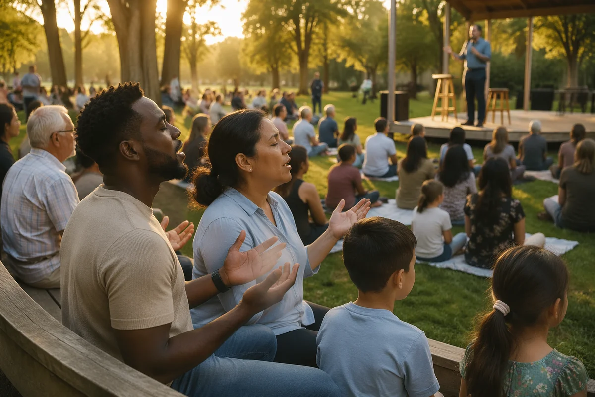 Outdoor Church Service in Park Amphitheater
