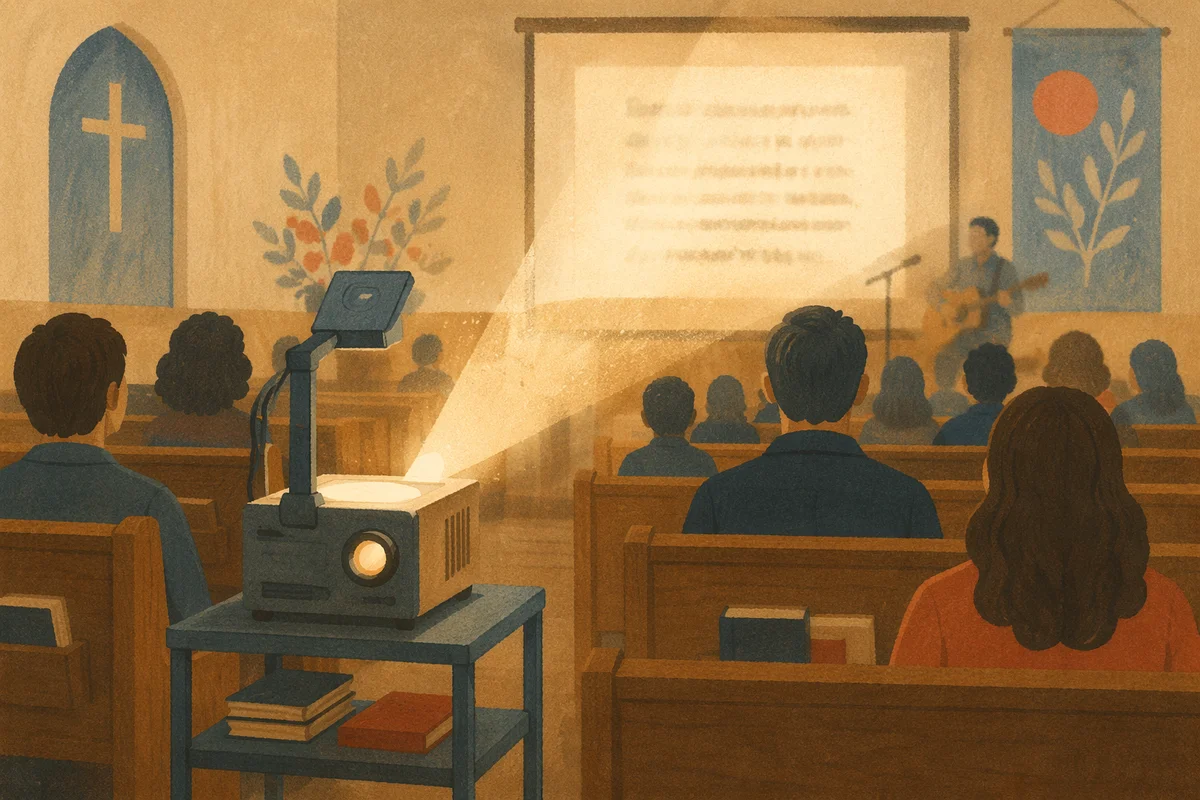 Overhead Projector Worship Screen in Church
