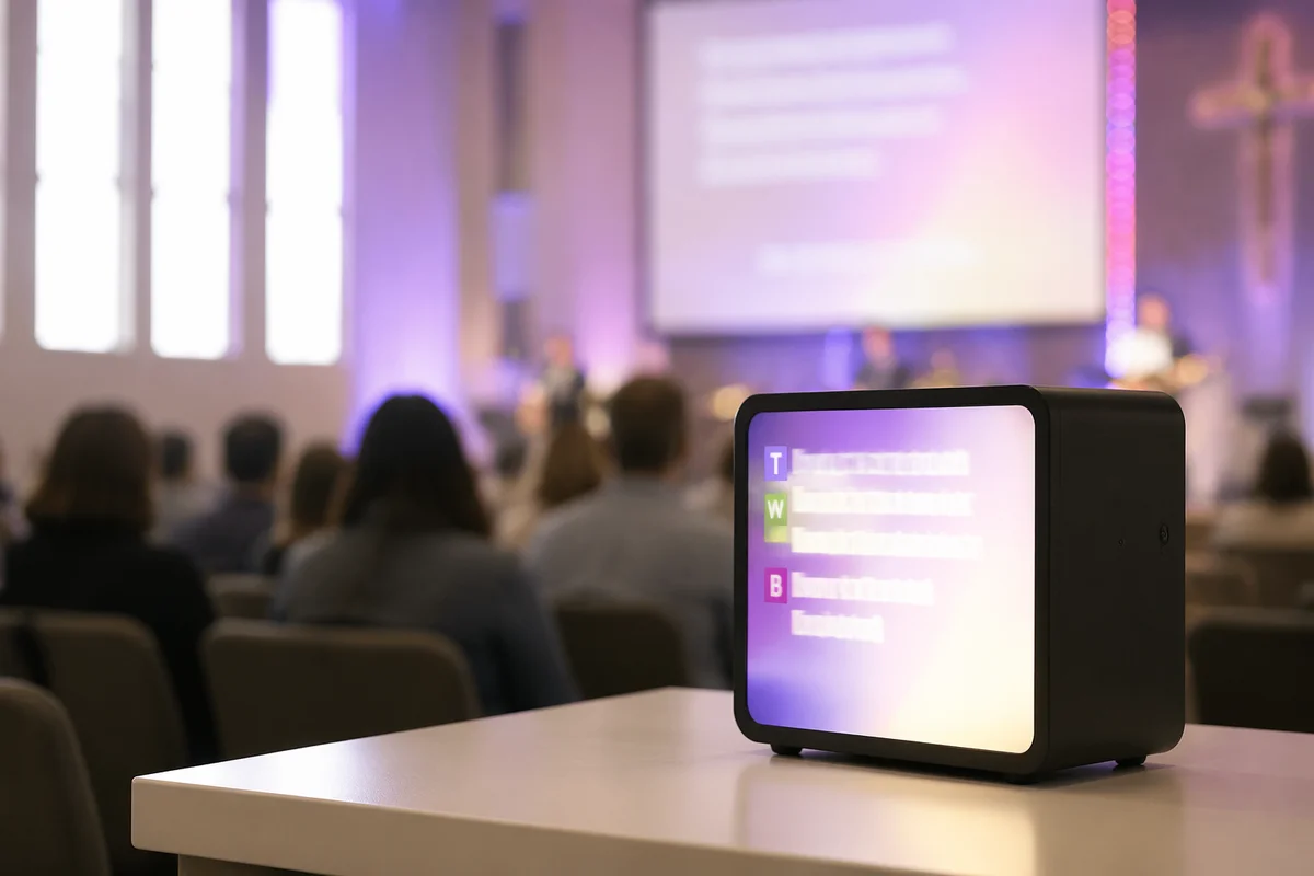 Overhead Projector Worship Screen in Church