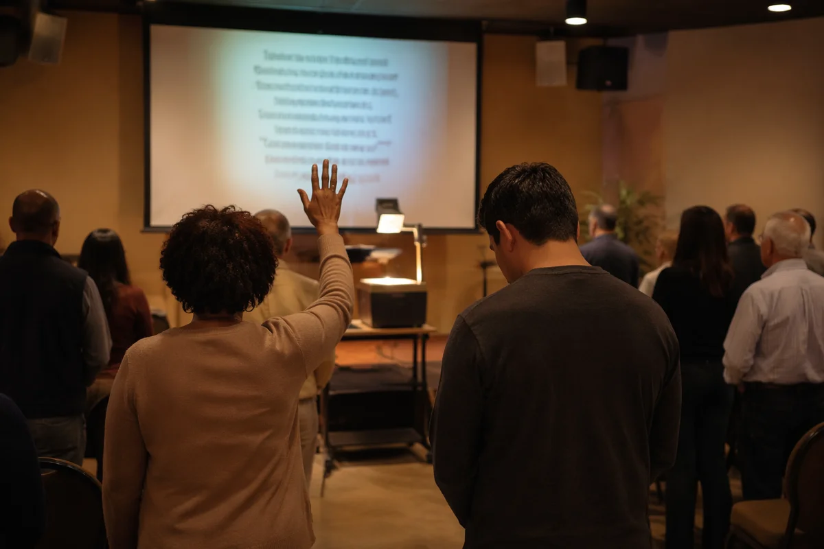 Overhead Projector in Evening Church Service